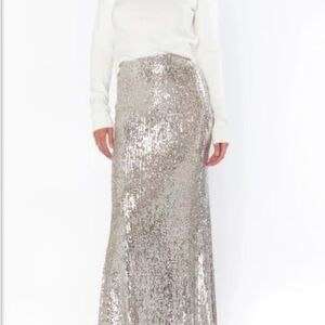 Show Me Your MuMu Sparkling Silver Maxi Skirt
